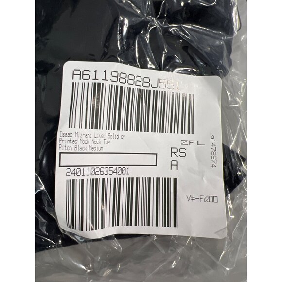 Isaac Mizrahi Live! Solid Printed Mock Neck Top Pitch Black Womens Size Medium - Picture 2 of 6